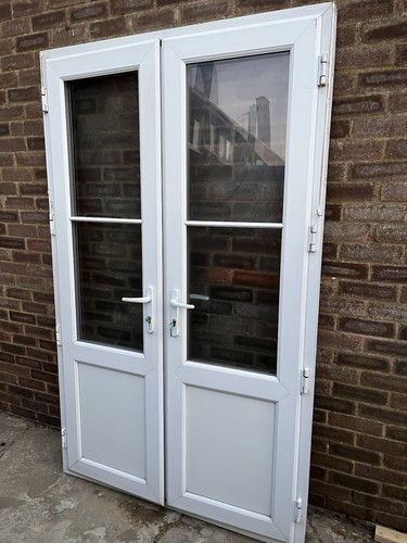 White upvc double french - double, patio