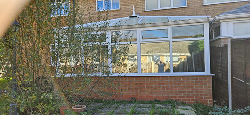 White upvc conservatory with - conservatory,