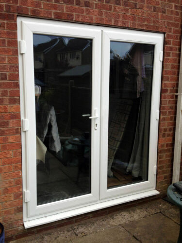 White upvc french doors back - upvc, /