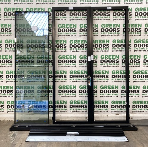 Black aluminium french doors - aluminium,